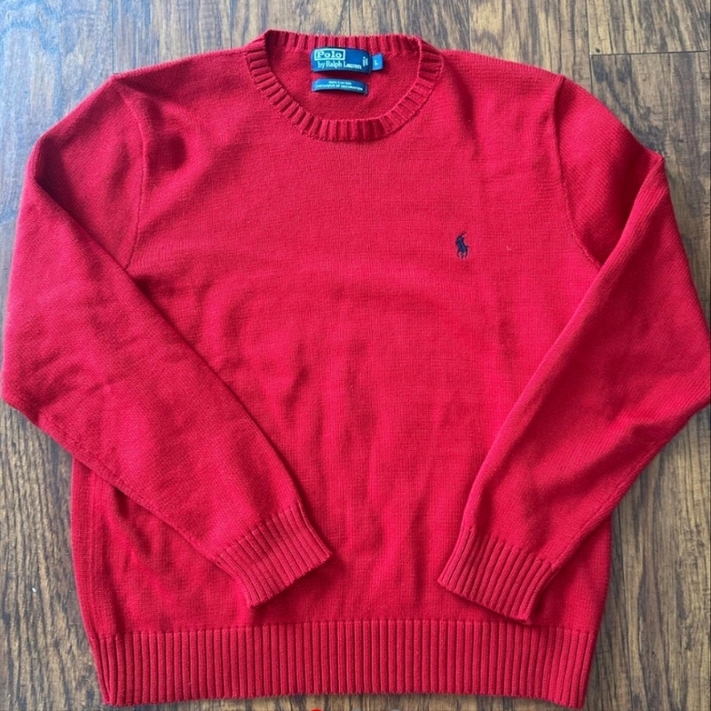 Polo by Ralph Lauren Men's Vibrant Red Crewneck Sweater Size Large